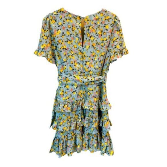 NWT Lulu’s | Feeling Butterflies Light Blue Floral Tiered Mini Dress Size Large - Picture 8 of 15